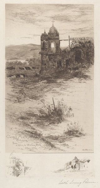 Carmel Mission Before Restoration by Edith Loring Peirce, after William Keith (American, 1855 - 1940), 16X12"(A3)Poster Print