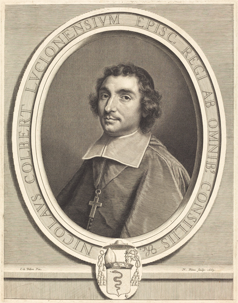 Nicolas Colbert by Nicolas Pitau I after Claude Lefebvre (French, 1632 - 1671), 16X12"(A3)Poster Print