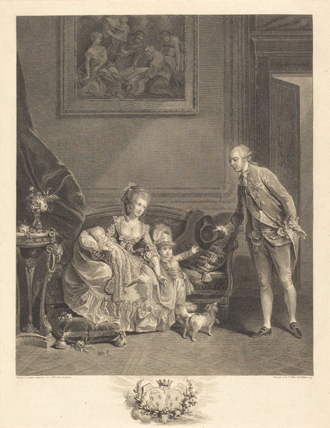 Le duc de Chartres, son epouse et ses enfants by Augustin de Saint-Aubin and Isidore-Stanislas Helman (French, 1736 - 1807), 16X12"(A3)Poster Print