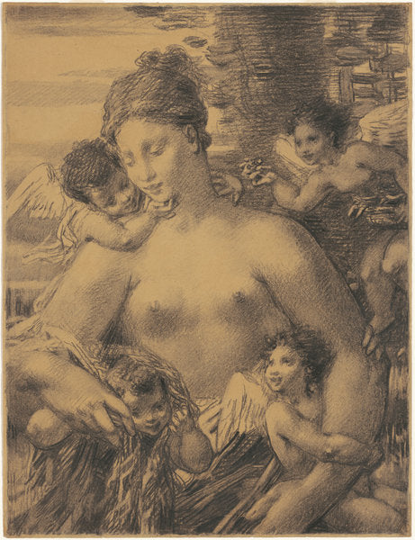 Nude with Cherubim by William P. Babcock (American, 1826 - 1899), 16X12"(A3)Poster Print
