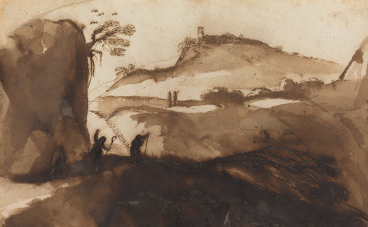 Shepherds Peering into a Chasm by Giovanni Francesco Barbieri, called Guercino (Bolognese, 1591 - 1666), 16X12"(A3)Poster Print