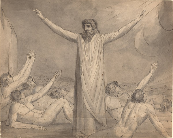 Moses Staying the Plague (?) [recto] by William Blake (British, 1757 - 1827), 16X12"(A3)Poster Print