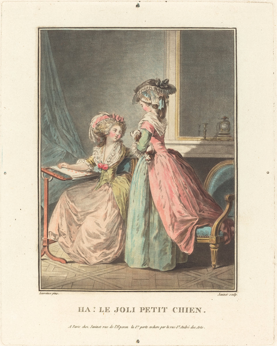 Ha! La joli petit chien by Jean-François Janinet after Nicolas Lavreince (French, 1752 - 1814), 16X12"(A3)Poster Print