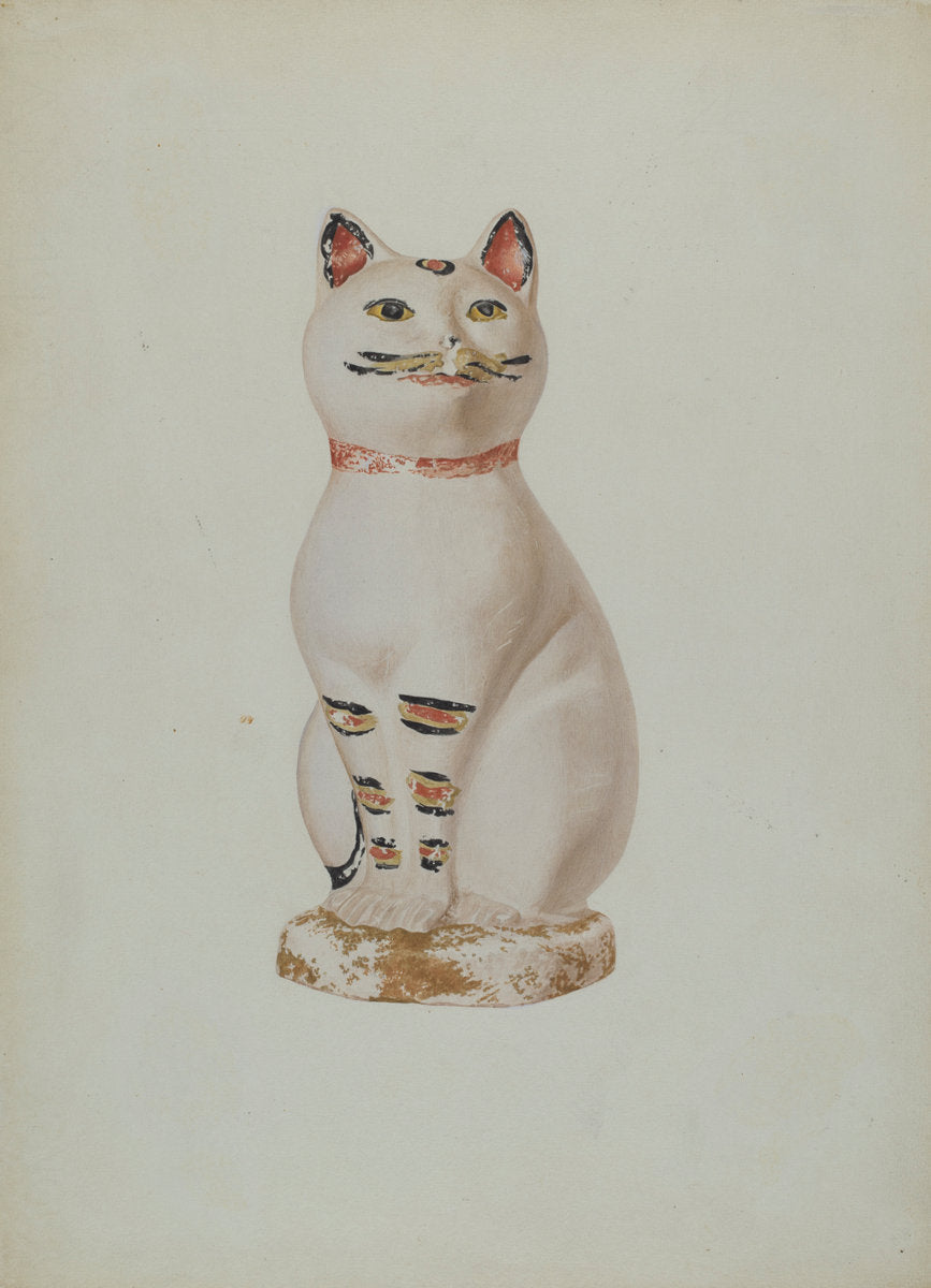 Chalkware Cat by Betty Fuerst (American, active c. 1935), 16X12"(A3)Poster Print