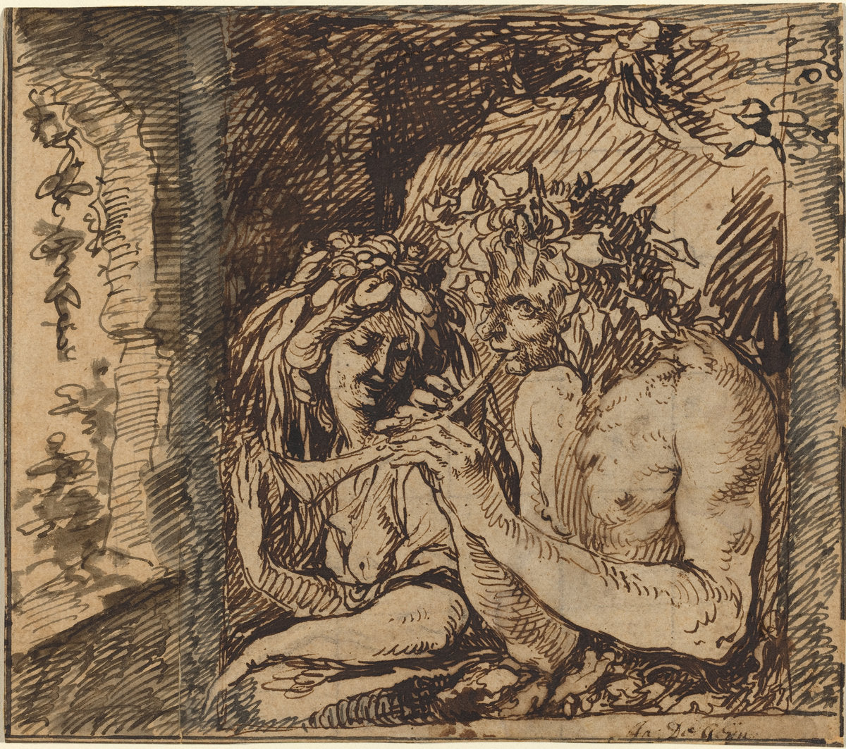Bacchus and Ceres by Jacques de Gheyn II (Dutch, 1565 - 1629), 16X12"(A3)Poster Print
