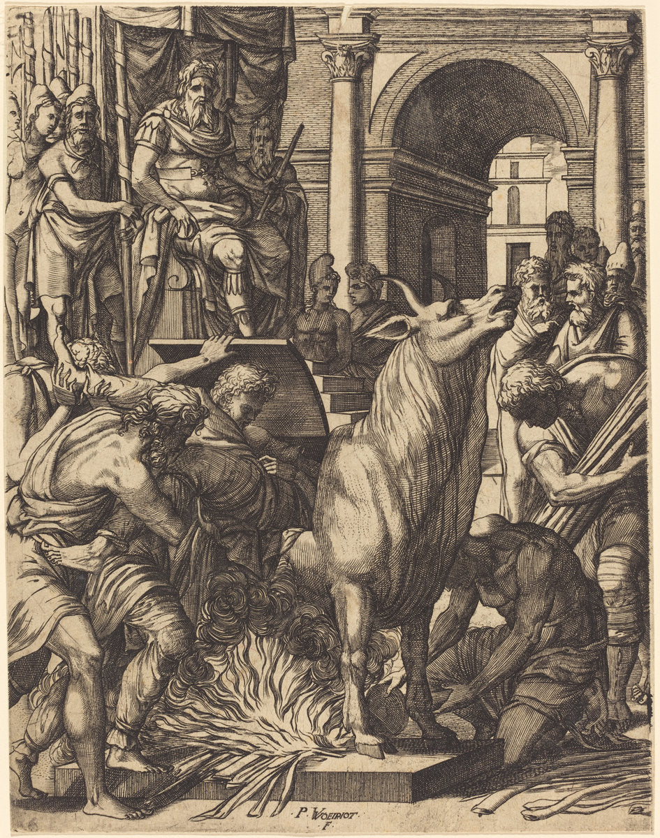 The Brazen Bull of Phalarus by Pierre Woeiriot (French, 1532 - 1599), 16X12"(A3)Poster Print