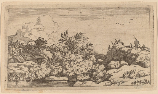 Goat Herd on a Hill by Allart van Everdingen (Dutch, 1621 - 1675), 16X12"(A3)Poster Print