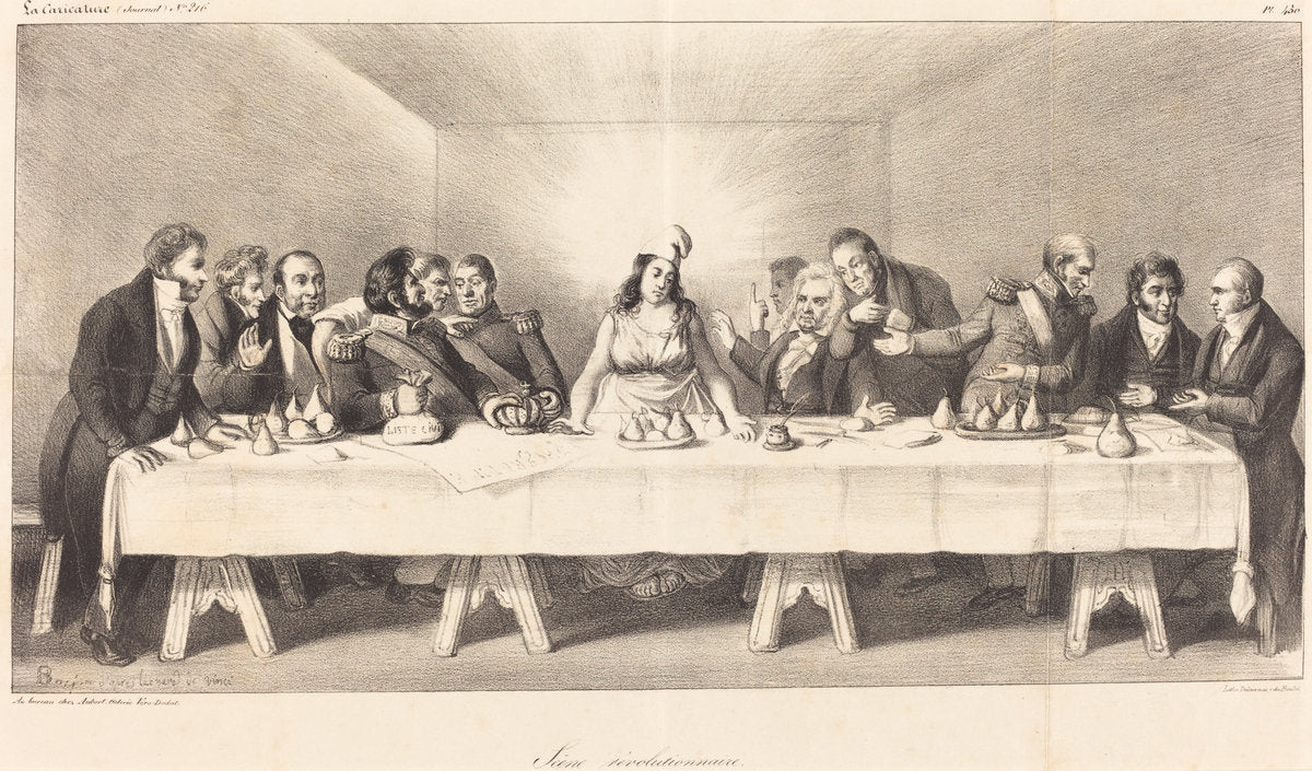 Scène révolutionnaire: Parody on the Last Supper by Auguste Bouquet (French, 1800 - c. 1846), 16X12"(A3)Poster Print