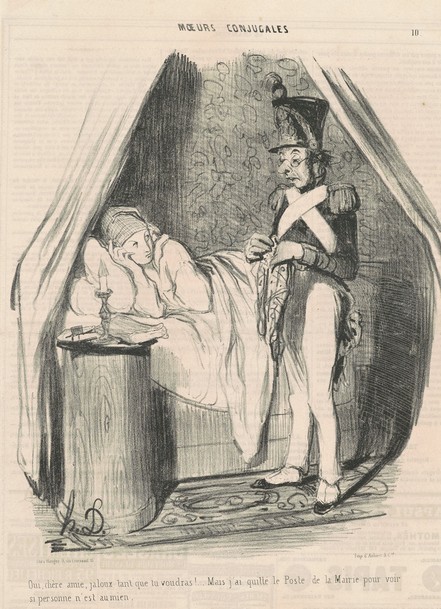 Oui, chère amie, jaloux tant que tu voudras!... by Honoré Daumier (French, 1808 - 1879), 16X12"(A3)Poster Print