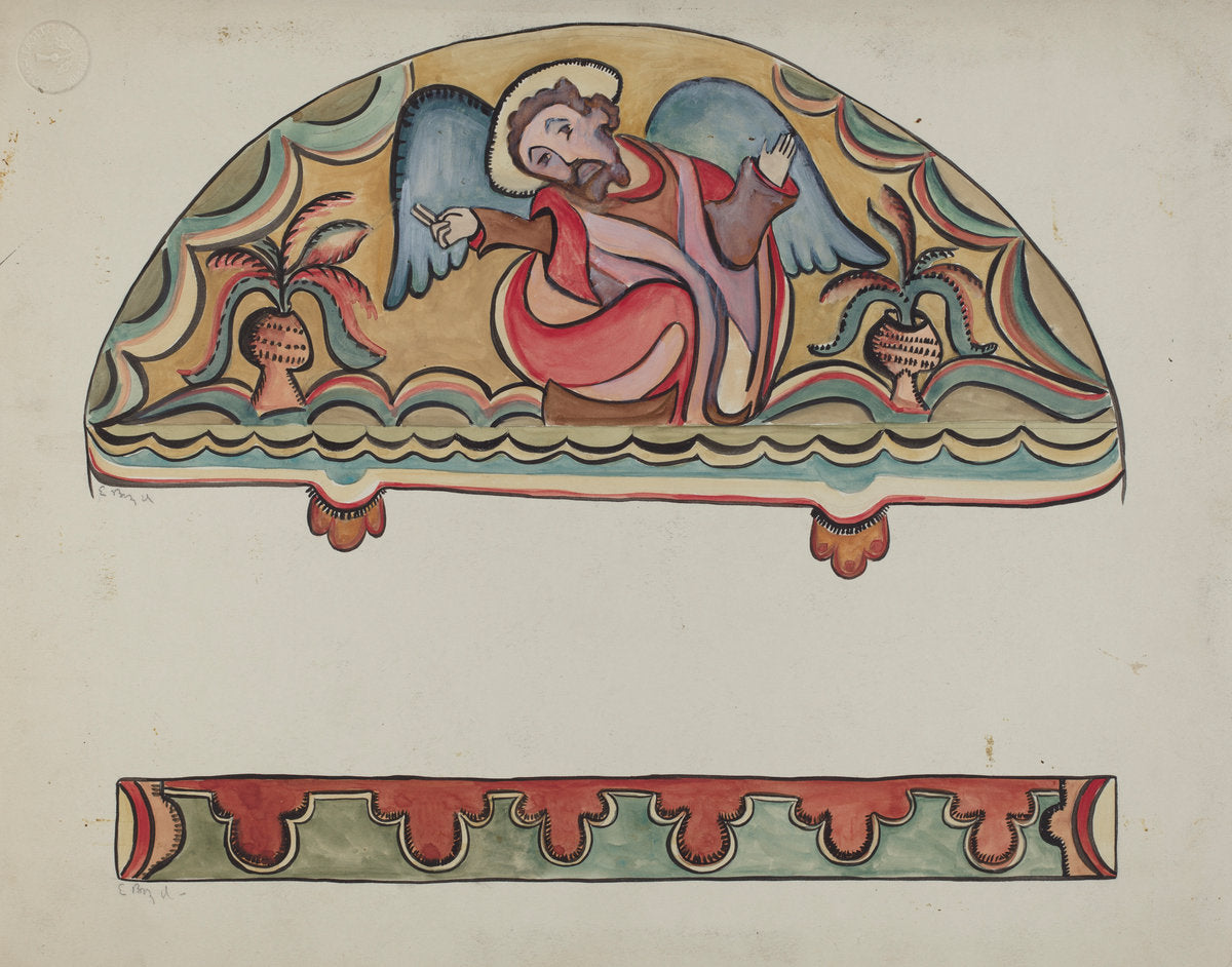 Lunette and Detail from Altar Church at Sanctuario, Chimayo by E. Boyd (American, active c. 1935), 16X12"(A3)Poster Print