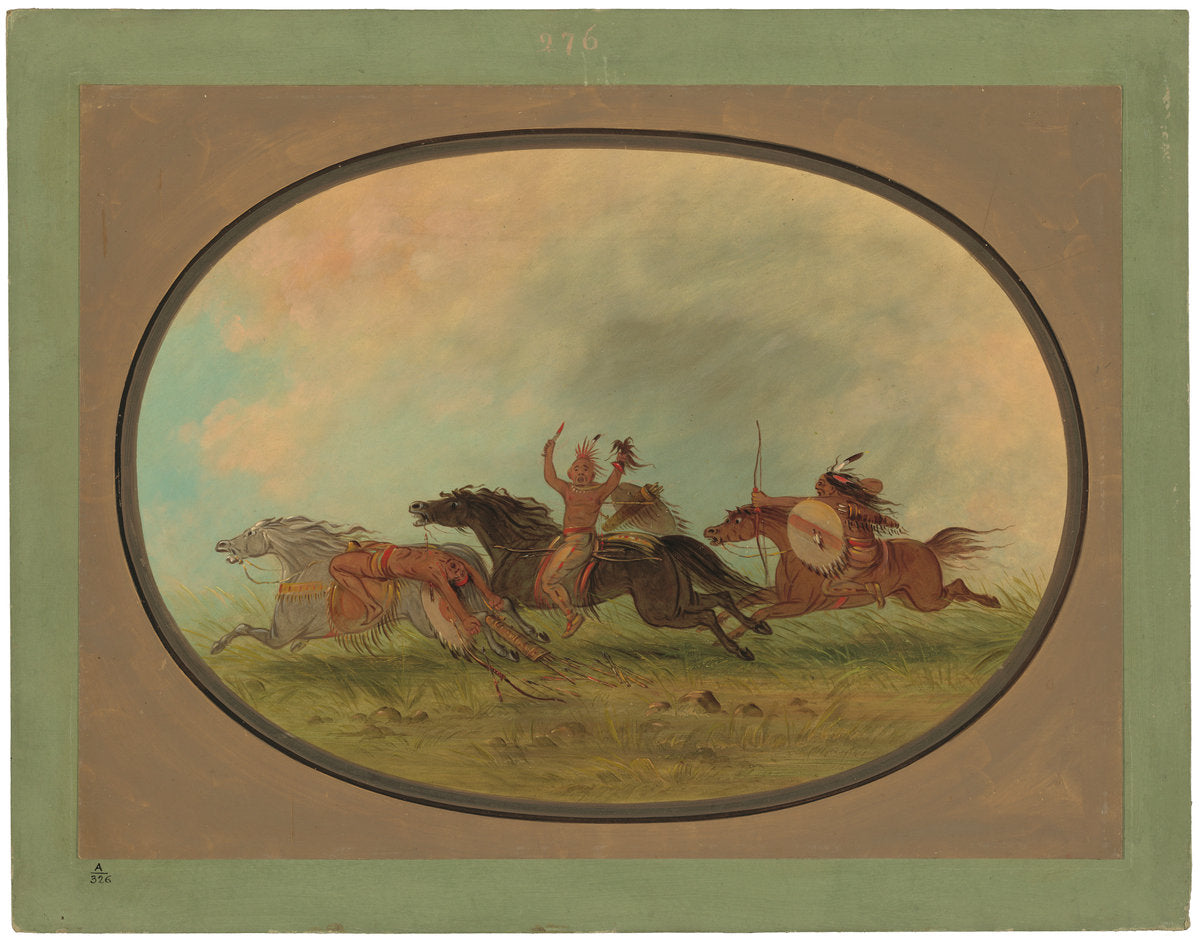 The Scalper Scalped - Pawnees and Cheyennes by George Catlin (American, 1796 - 1872), 16X12"(A3)Poster Print