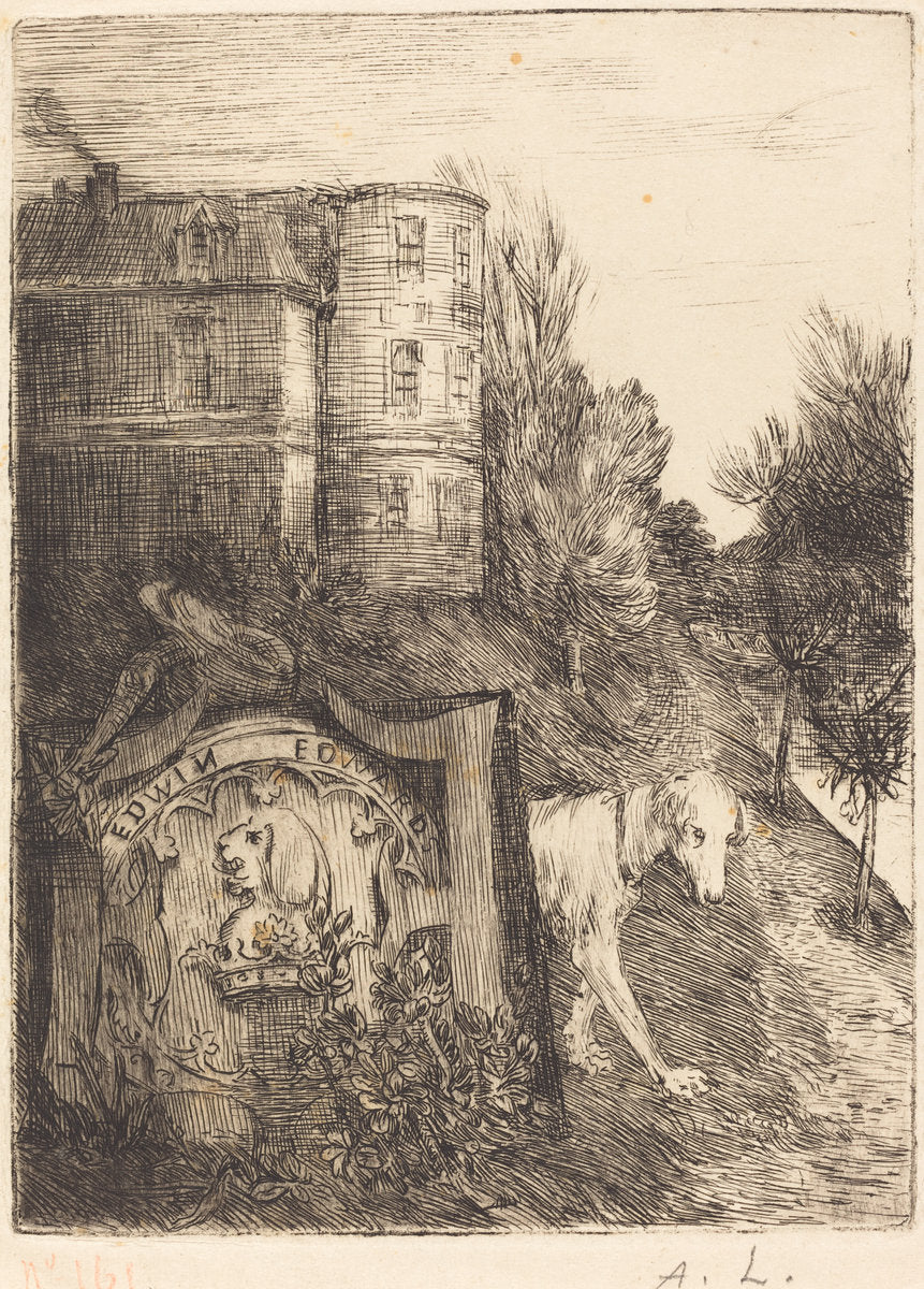 Ex-Libris Edwin Edwards by Alphonse Legros (French, 1837 - 1911), 16X12"(A3)Poster Print