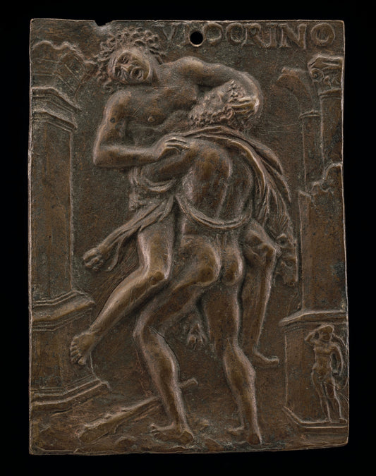 Hercules and Antaeus by Ulocrino (Paduan, active early 16th century), 16X12"(A3)Poster Print