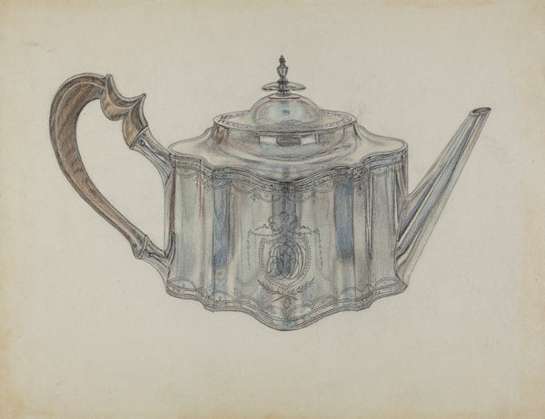 Silver Teapot by Frank Fumagalli (American, active c. 1935), 16X12"(A3)Poster Print