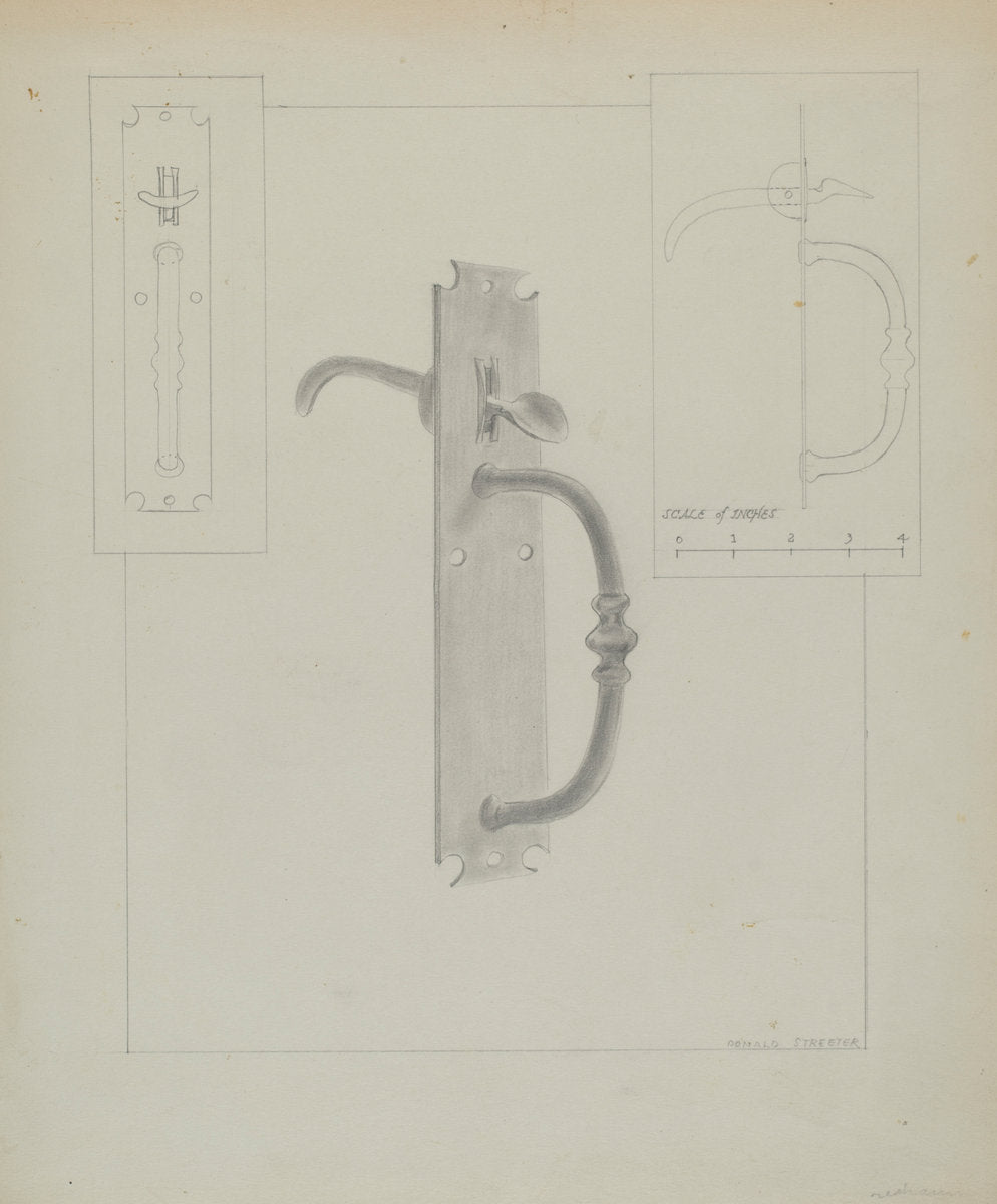 Wrought Iron Thumb Latch by Donald Streeter (American, active c. 1935), 16X12"(A3)Poster Print