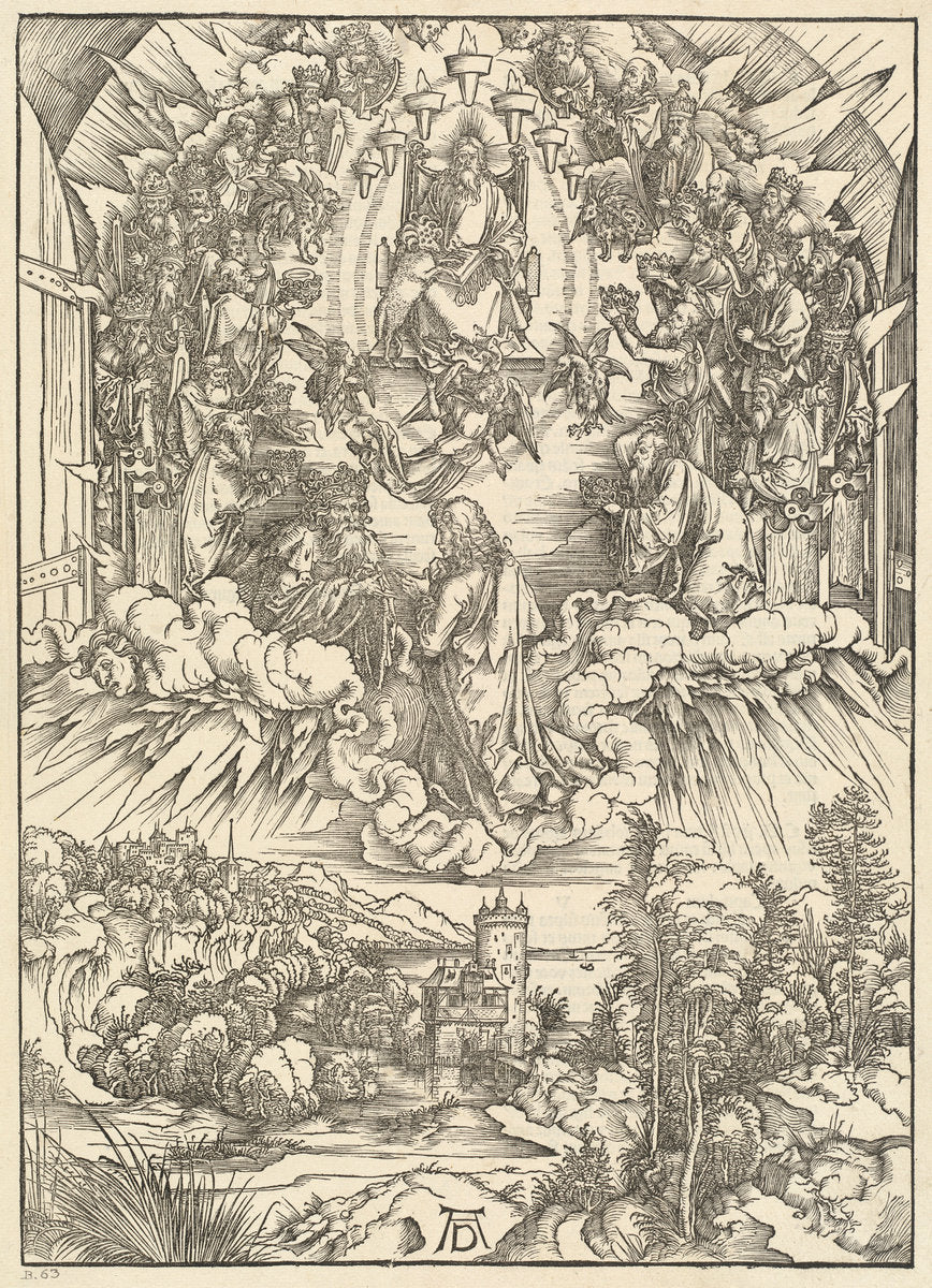 Saint John before God and the Elders by Albrecht Dürer (German, 1471 - 1528), 16X12"(A3)Poster Print