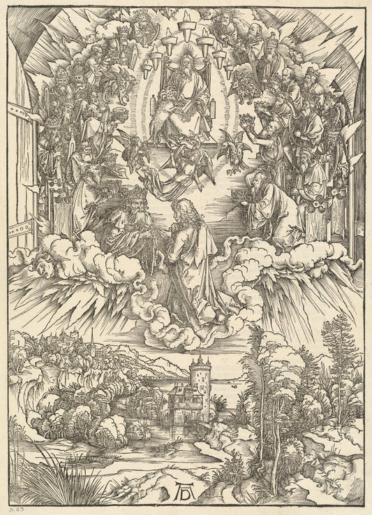 Saint John before God and the Elders by Albrecht Dürer (German, 1471 - 1528), 16X12"(A3)Poster Print