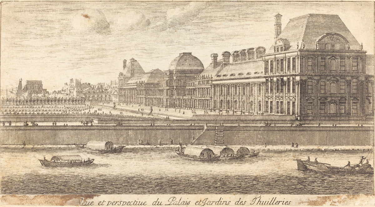 Veue et Perspectiue du Palais et Jardins des Thuilleries by Israël Silvestre (French, 1621 - 1691), 16X12"(A3)Poster Print