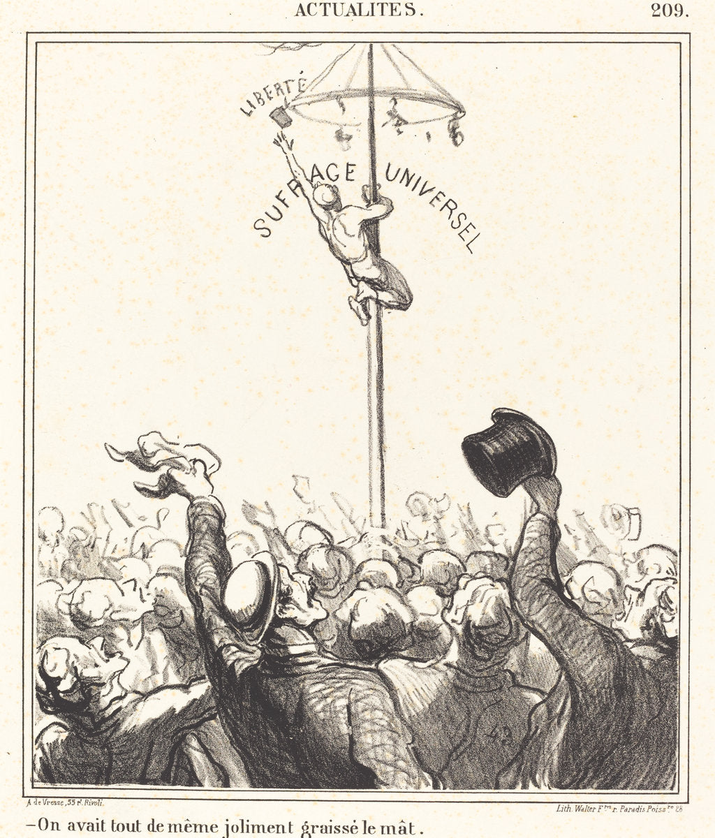 On avait... joliment graissé le mât by Honoré Daumier (French, 1808 - 1879), 16X12"(A3)Poster Print