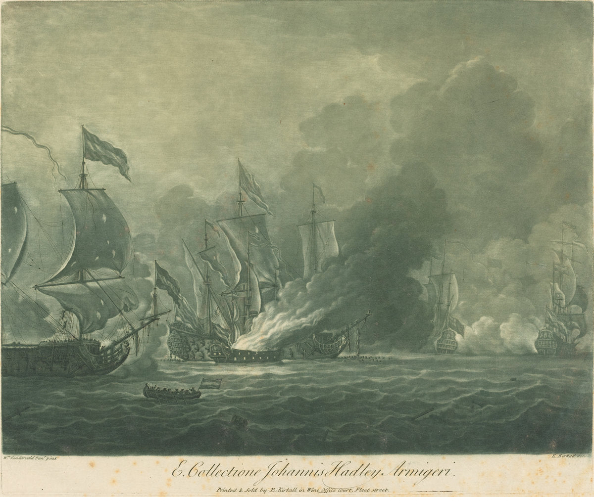 Shipping Scene from the Collection of John Hadley by Elisha Kirkall after Willem van de Velde the Younger (English, c. 1682 - 1742), 16X12"(A3)Poster Print