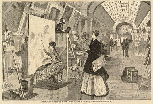 published 1868 by after Winslow Homer (Art-Students and Copyists in the Louvre Gallery, Paris), 16X12"(A3)Poster Print