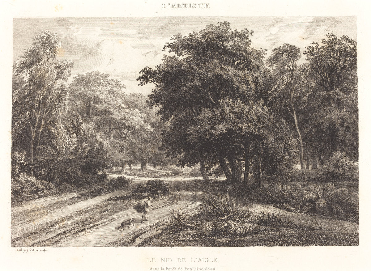 The Eagle's Nest in the Forest of Fontainebleau (Le nid de l'aigle dans la Foret de Fontainebleau by Charles-François Daubigny (French, 1817 - 1878), 16X12"(A3)Poster Print