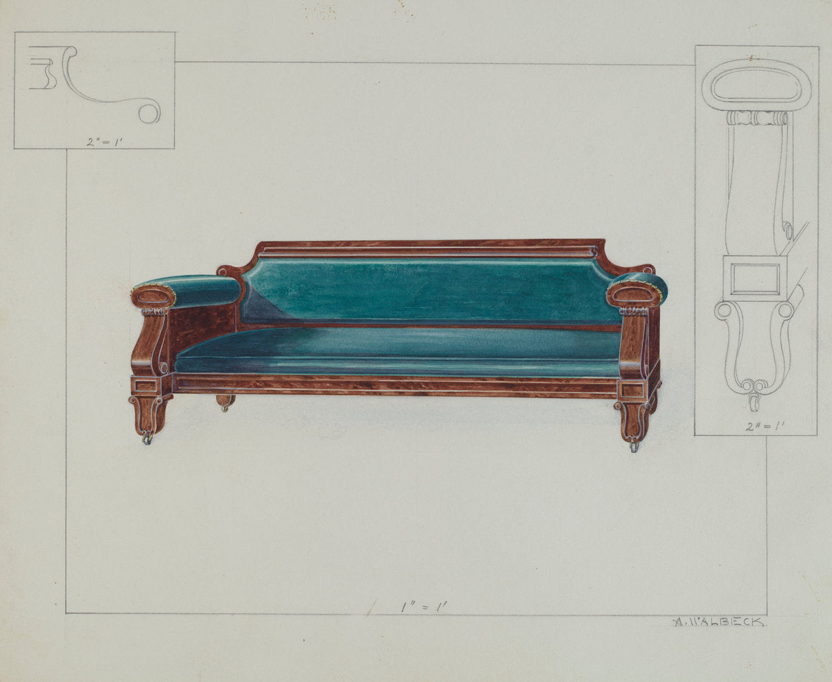 Settee by Alfred Walbeck (American, active c. 1935), 16X12"(A3)Poster Print