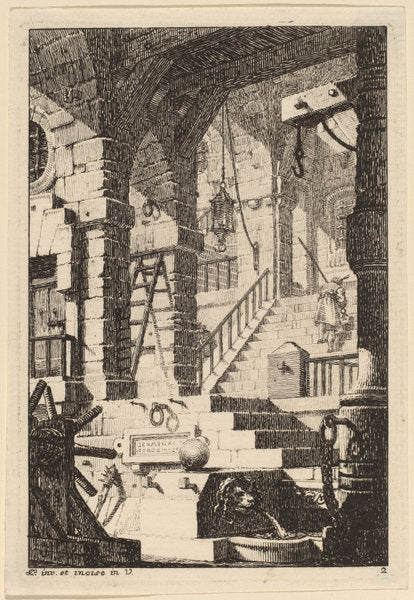 Fantasy of an Antique Prison by Carl Schütz (Austrian, 1745 - 1800), 16X12"(A3)Poster Print