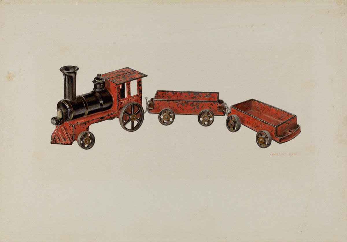 Toy Train by Robert Clark (American, active c. 1935), 16X12"(A3)Poster Print