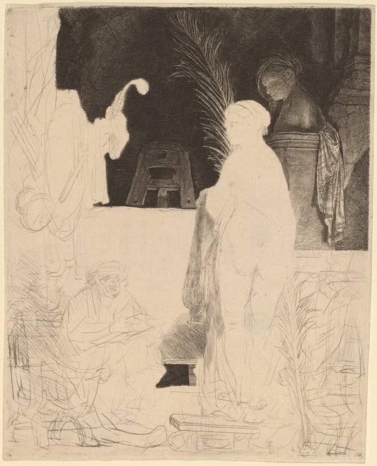 The Artist Drawing from the Model by Rembrandt van Rijn (Dutch, 1606 - 1669), 16X12"(A3)Poster Print