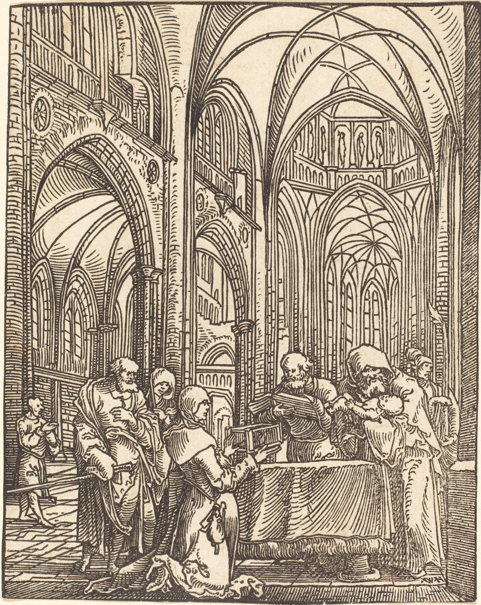 The Presentation in the Temple by Wolf Huber (German, c. 1485/1490 - 1553), 16X12"(A3)Poster Print