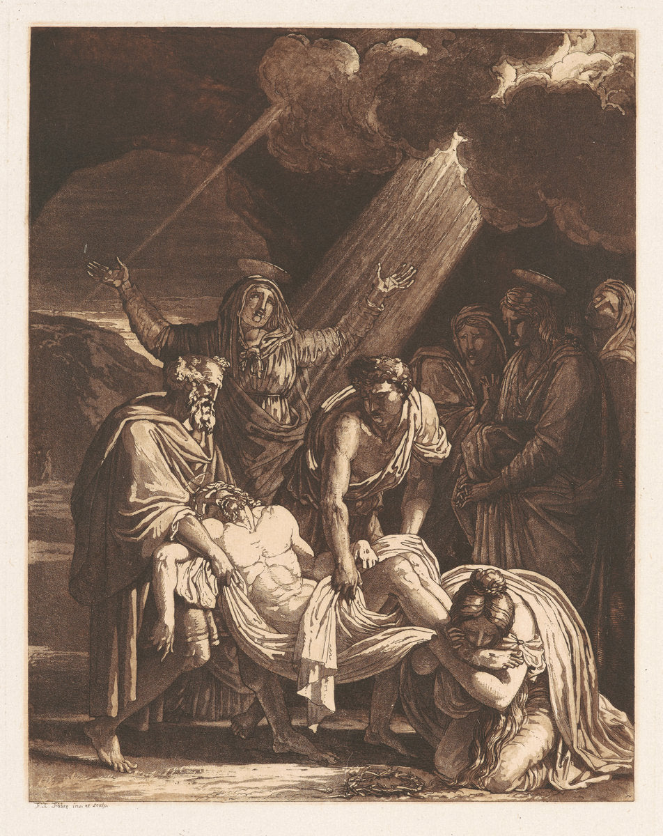 Christ Carried to the Tomb by François-Xavier Fabre (French, 1766 - 1837), 16X12"(A3)Poster Print