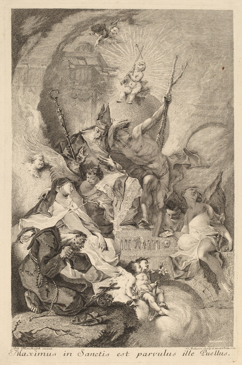 Four Saints by Johann Beheim after Franz Anton Maulbertsch (Austrian, c. 1730 - after 1770), 16X12"(A3)Poster Print