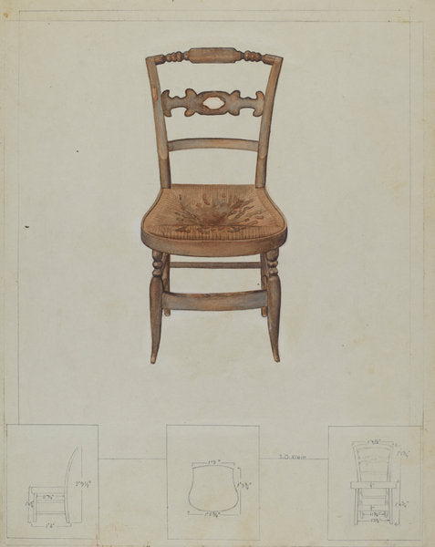 Rush Bottom Chair by Samuel O. Klein (American, active c. 1935), 16X12"(A3)Poster Print