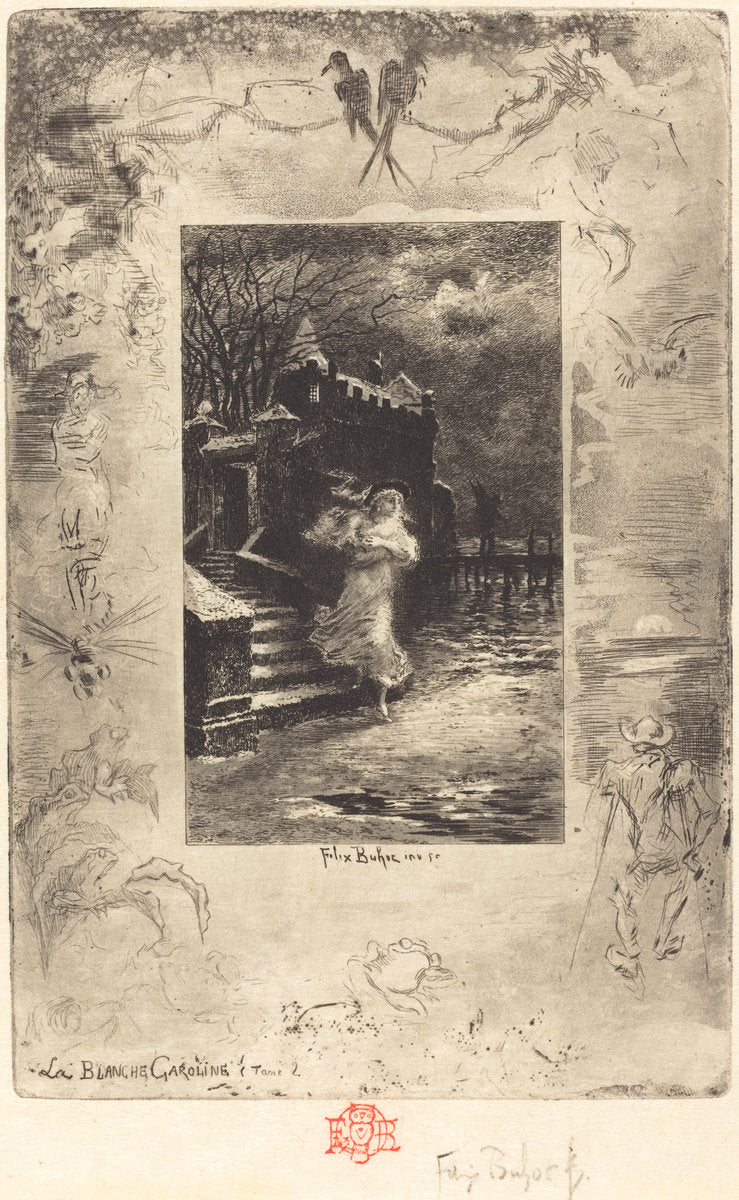 La Blanche Caroline (Pale Caroline) by Félix-Hilaire Buhot (French, 1847 - 1898), 16X12"(A3)Poster Print