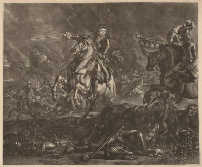 A General on Horseback (Charles of Lorraine) by Jan van Huchtenburgh (Dutch, 1647 - 1733), 16X12