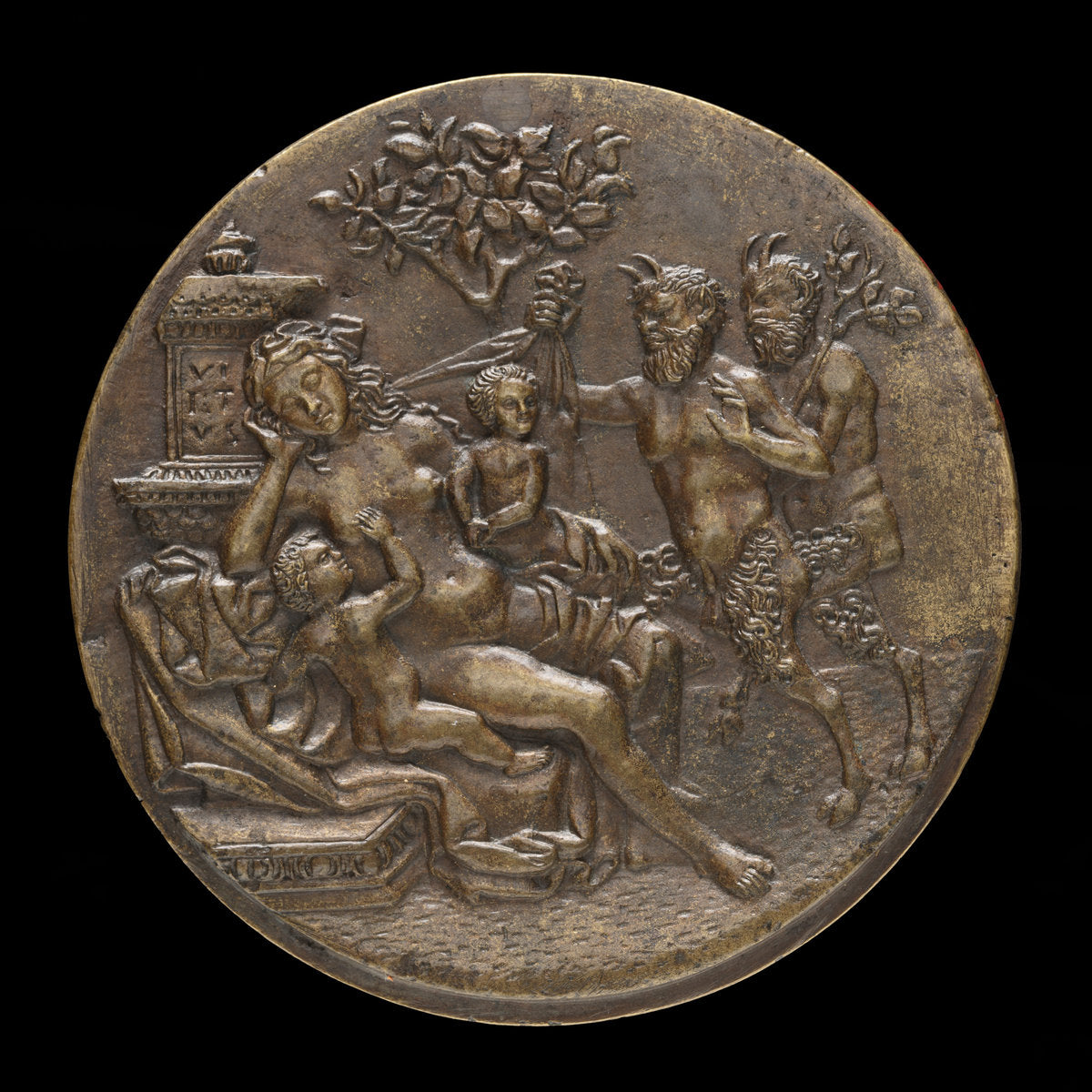 Sleeping Nymph and Two Satyrs [reverse] by Pseudo Antonio da Brescia (Venetian (?), active early 16th century), 16X12"(A3)Poster Print