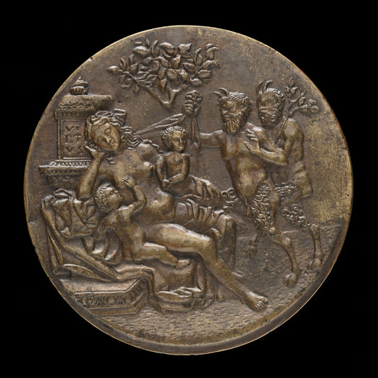 Sleeping Nymph and Two Satyrs [reverse] by Pseudo Antonio da Brescia (Venetian (?), active early 16th century), 16X12"(A3)Poster Print