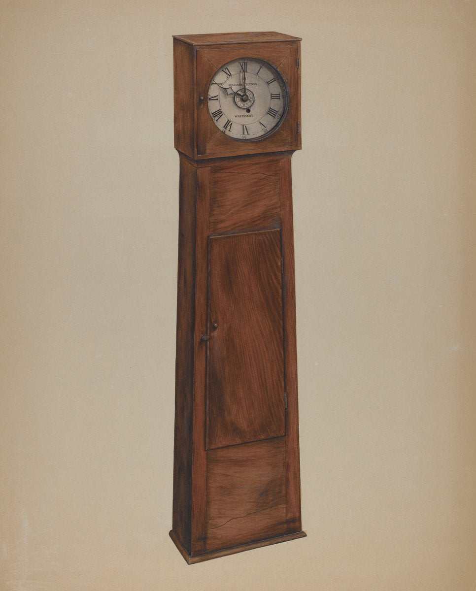 Shaker Grandmother Clock by Orville Cline (American, active c. 1935), 16X12"(A3)Poster Print