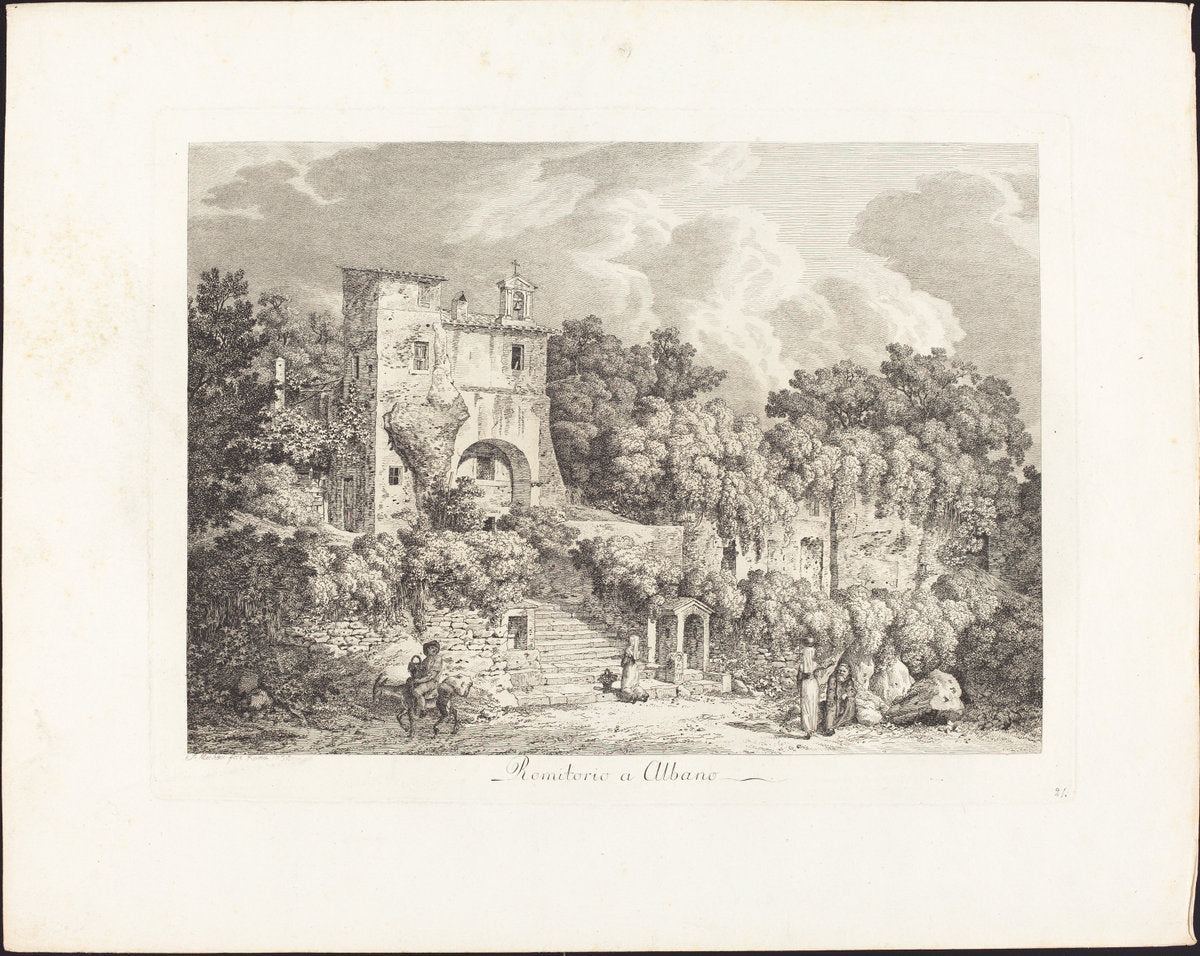 Romitorio a Albano by Jacob Wilhelm Mechau (German, 1745 - 1808), 16X12"(A3)Poster Print