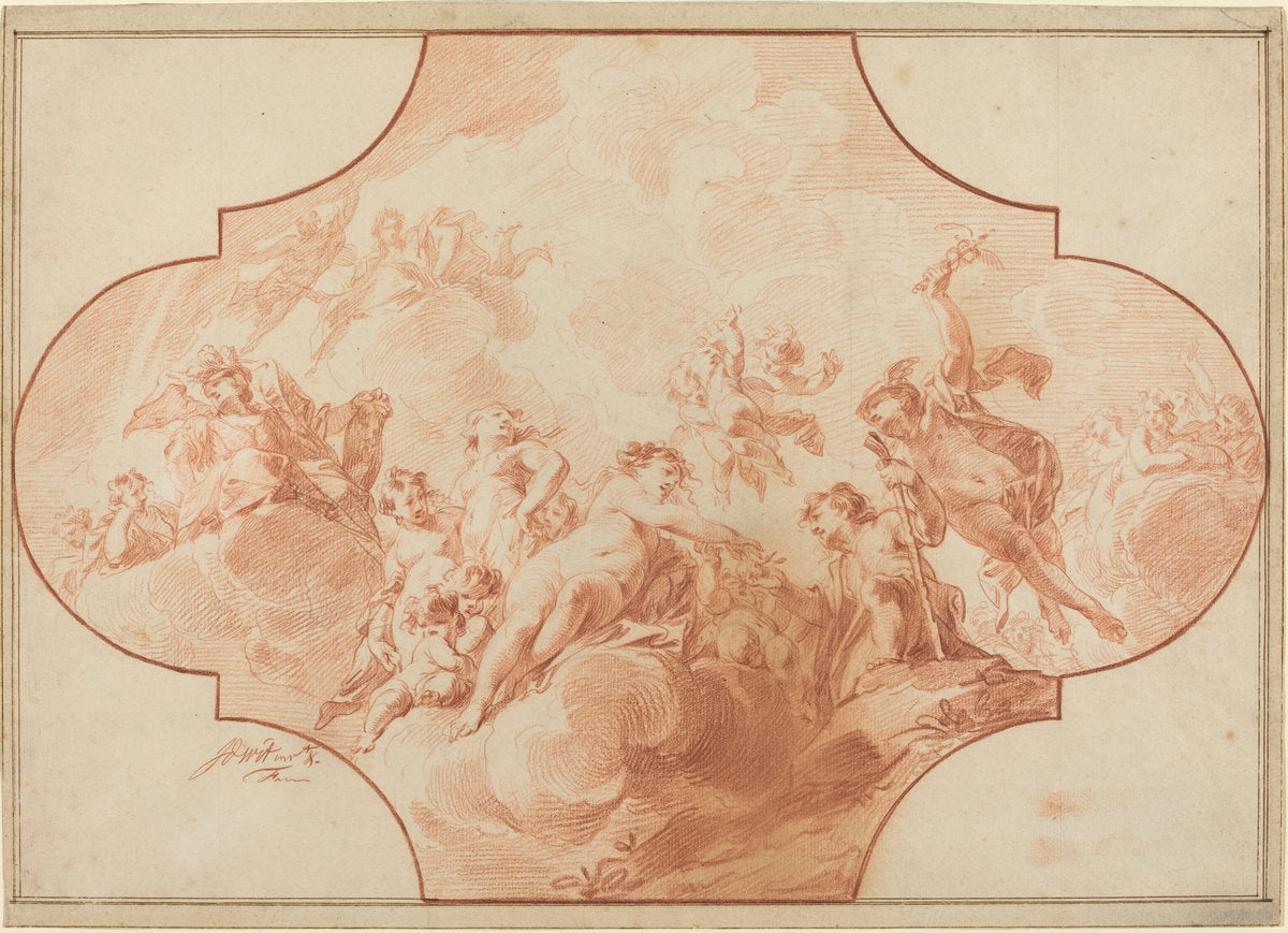 Judgment of Paris by Jacob de Wit (Dutch, 1695 - 1754), 16X12"(A3)Poster Print