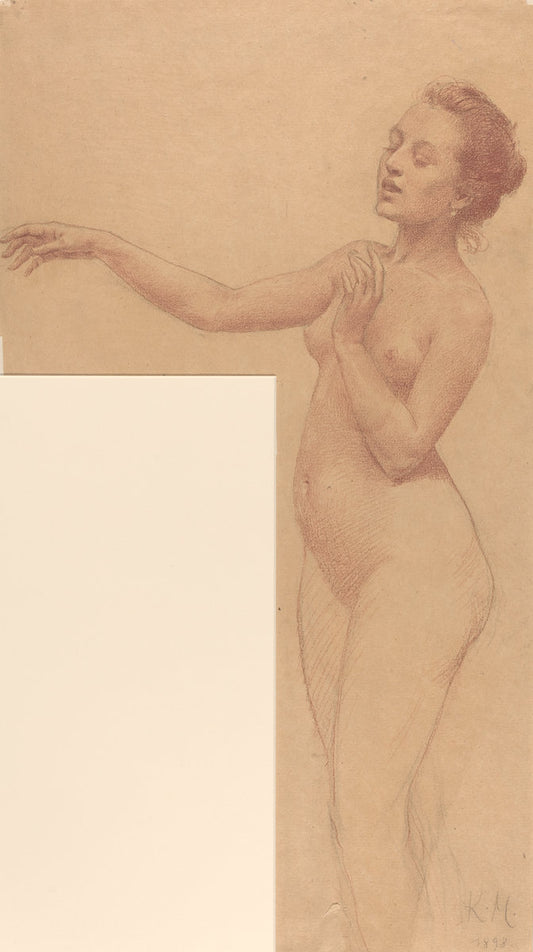 Female Nude with Outstretched Arm by Karel Vitezslav Masek (Czech, 1865 - 1927), 16X12"(A3)Poster Print