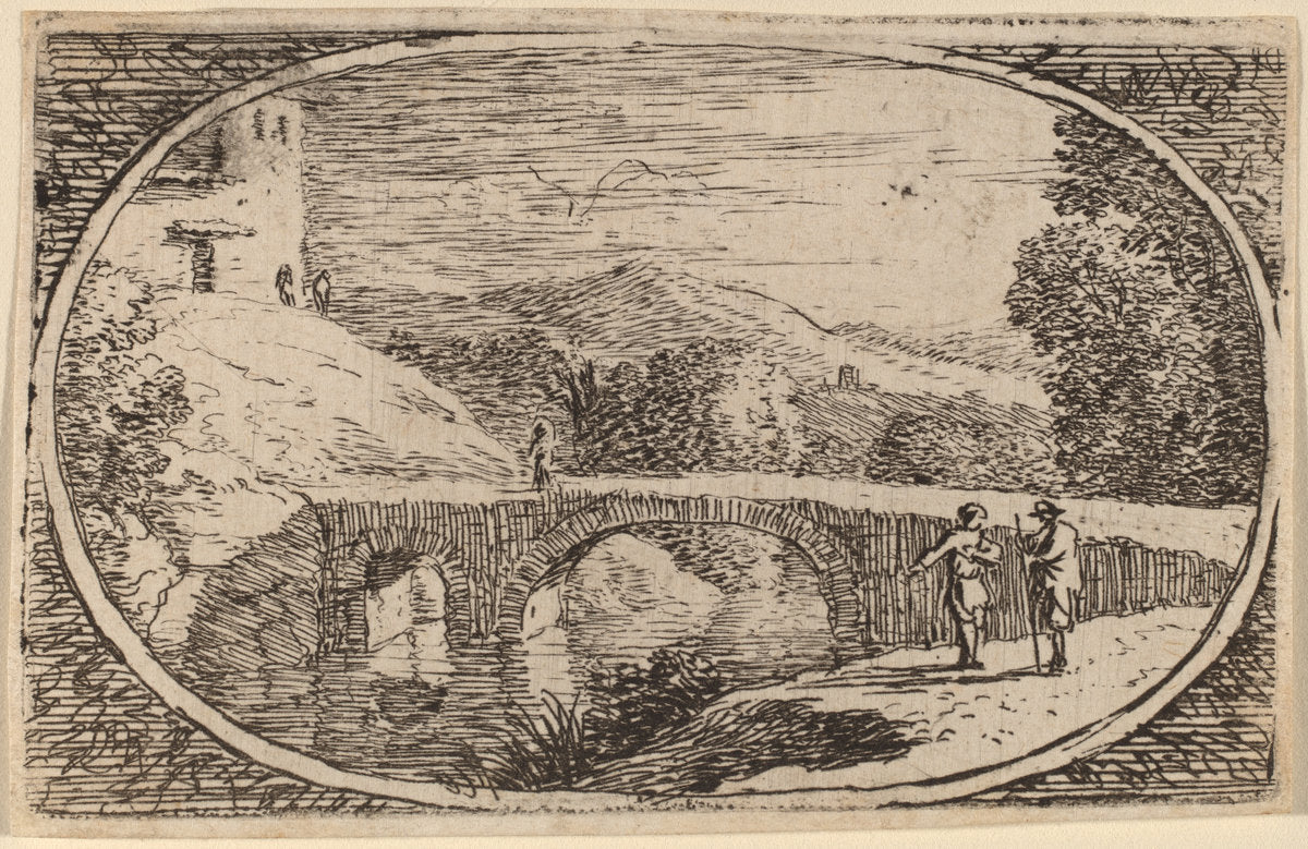 A Stone Bridge by Herman van Swanevelt (Dutch, c. 1600 - 1655), 16X12"(A3)Poster Print