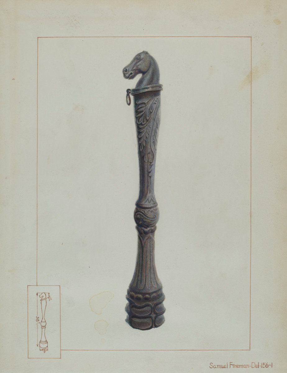 Iron Hitching Post by Samuel Fineman (American, active c. 1935), 16X12"(A3)Poster Print