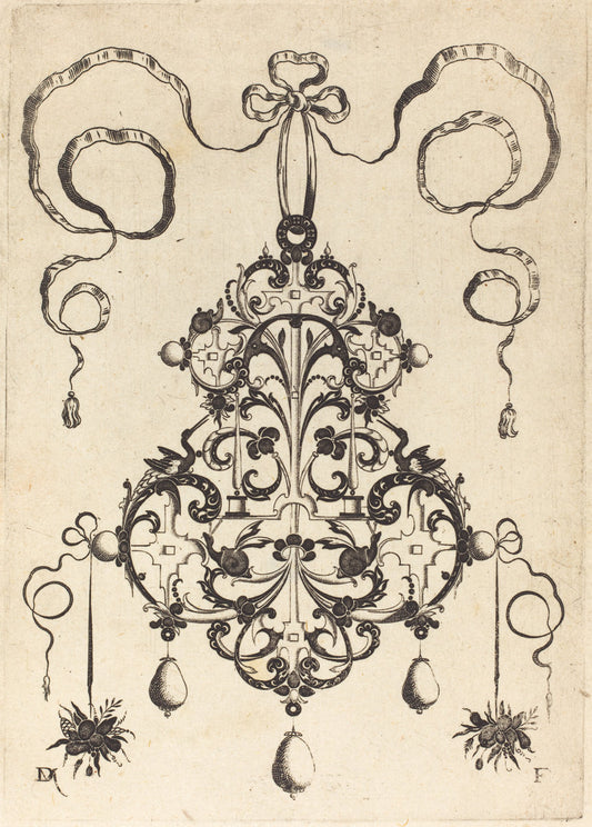 Large Pendant, Lower Left and Right Two Bunches of Grass and Fruit by Daniel Mignot (German, active 1593/1596), 16X12"(A3)Poster Print