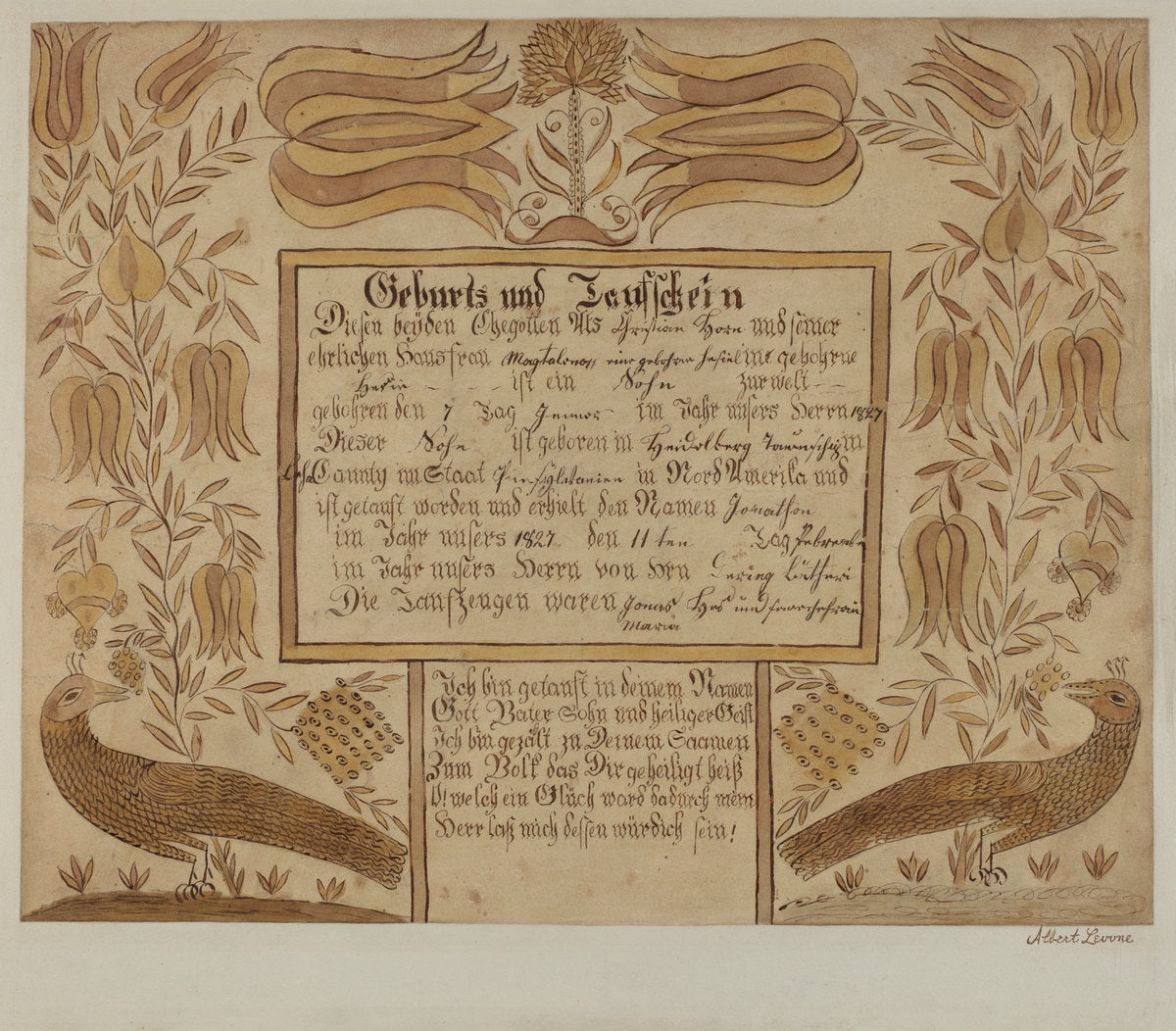 Fraktur by Albert Levone (American, active c. 1935), 16X12"(A3)Poster Print