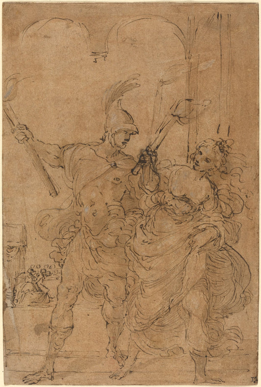 Alexander and Thaïs Setting Fire to Persepolis by Lodovico Carracci (Bolognese, 1555 - 1619), 16X12"(A3)Poster Print