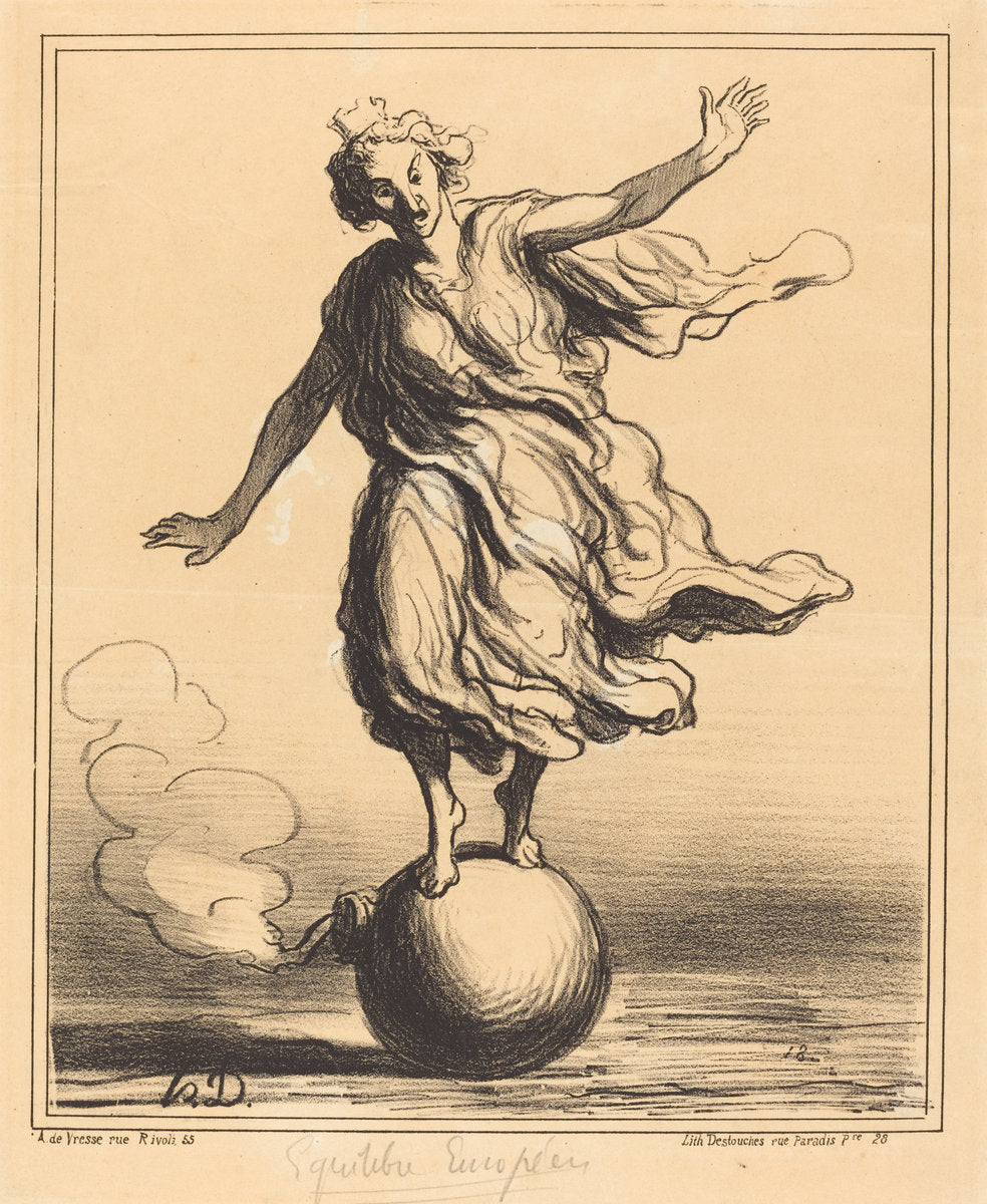 Équilibre Européen by Honoré Daumier (French, 1808 - 1879), 16X12"(A3)Poster Print