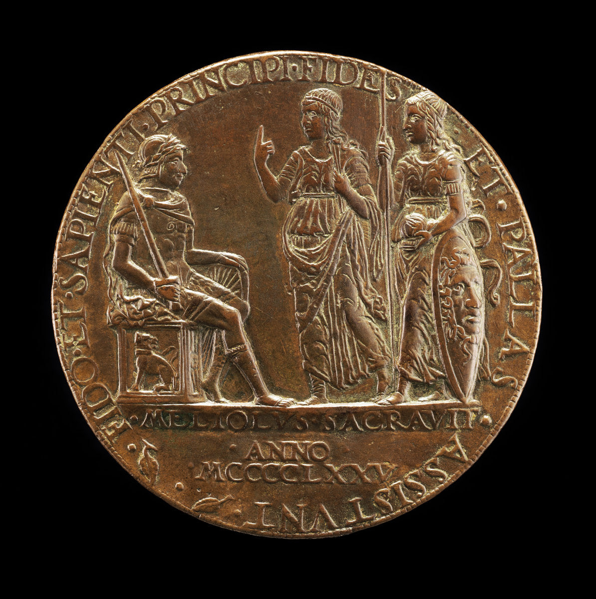 The Marquess of Mantua with Faith and Pallas [reverse] by Bartolommeo Melioli (Mantuan, 1448 - 1514), 16X12"(A3)Poster Print