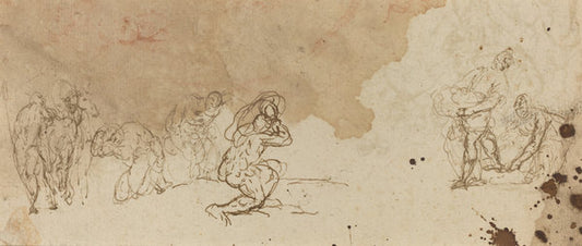 Studies of Figures for an Adoration of the Magi [verso] by Attributed to Donato Creti (Bolognese, 1671 - 1749), 16X12"(A3)Poster Print